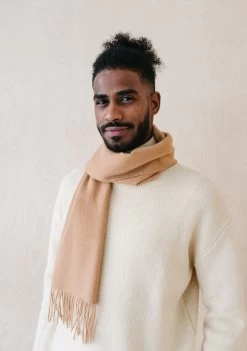 Men's Cashmere Scarf In Camel
