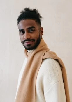 Men's Cashmere Scarf In Camel -Cozy Scarves Shop AW22MensScarfStudio 16