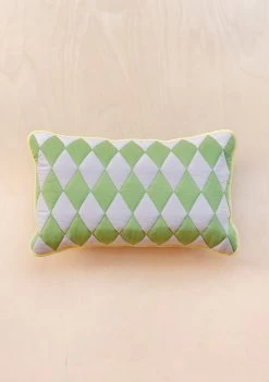 Green Argyle Cotton Cushion Cover
