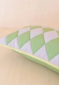 Green Argyle Cotton Cushion Cover -Cozy Scarves Shop CCARGGR12 CottonCushionCover GreenArgyle 3