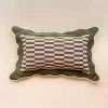 Olive Checkerboard Cotton Cushion Cover