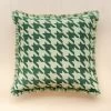 Green Houndstooth Cotton Cushion Cover