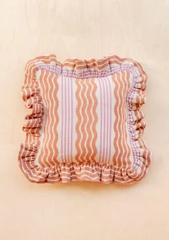Coral Stripe Cotton Cushion Cover