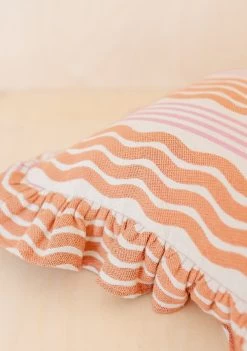 Coral Stripe Cotton Cushion Cover -Cozy Scarves Shop CCSTRCR12 CottonCushionCover CoralStripe 3