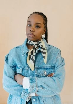 Cotton Square Scarf In Black Checkerboard -Cozy Scarves Shop CTSCCBBK12 CottonScarf BlackCheckerboard 3