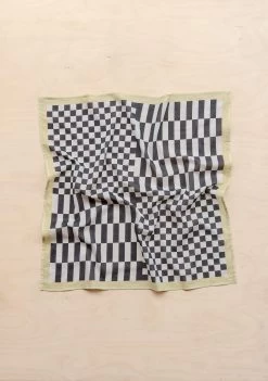 Cotton Square Scarf In Black Checkerboard