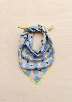 Cotton Square Scarf In Blue Checkerboard -Cozy Scarves Shop CTSCCBBL12 CottonScarf BlueCheckerboard 2
