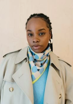 Cotton Square Scarf In Blue Checkerboard -Cozy Scarves Shop CTSCCBBL12 CottonScarf BlueCheckerboard 3