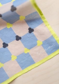 Cotton Square Scarf In Blue Checkerboard -Cozy Scarves Shop CTSCCBBL12 CottonScarf BlueCheckerboard 4