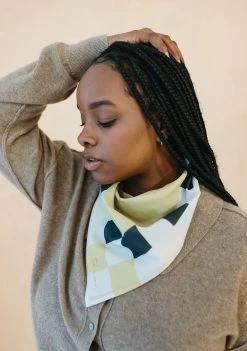 Cotton Square Scarf In Lilac Checkerboard -Cozy Scarves Shop CTSCCBLI12 CottonScarf LilacCheckerboard 3