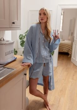 Cotton Pyjamas In Blue Scallop