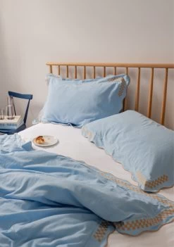 Cotton & Linen Duvet Cover In Blue
