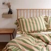 Cotton Duvet Cover In Green Stripe