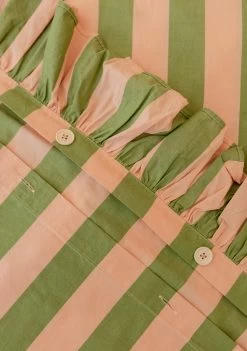 Cotton Duvet Cover In Green Stripe -Cozy Scarves Shop DCSTRGR12 CottonDuvetCover GreenStripe 3