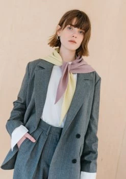 Merino Triangle Scarf In Lilac And Yellow