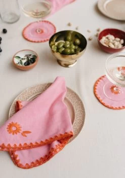 Cotton & Linen Napkins Set Of 2 In Pink