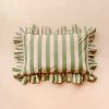 Pair Of Cotton Pillowcases In Green Stripe