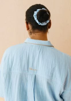 Cotton Pyjamas In Blue Scallop -Cozy Scarves Shop PJSHPLBL12 CottonPyjamas BlueScallopSet 4