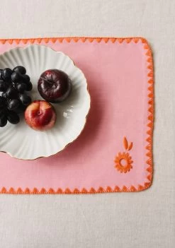 Cotton & Linen Placemats Set Of 2 In Pink