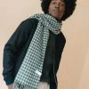 Men's Lambswool Scarf In Olive Houndstooth