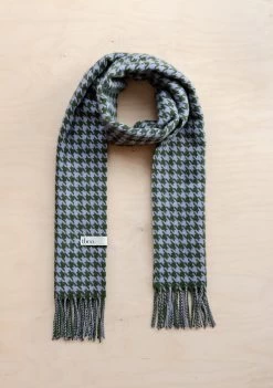 Men's Lambswool Scarf In Olive Houndstooth -Cozy Scarves Shop SCLHTOL11 LambswoolScarfinOliveHoundstooth 2 ac335a81 352c 4eaa 8f68 a7574000dac3