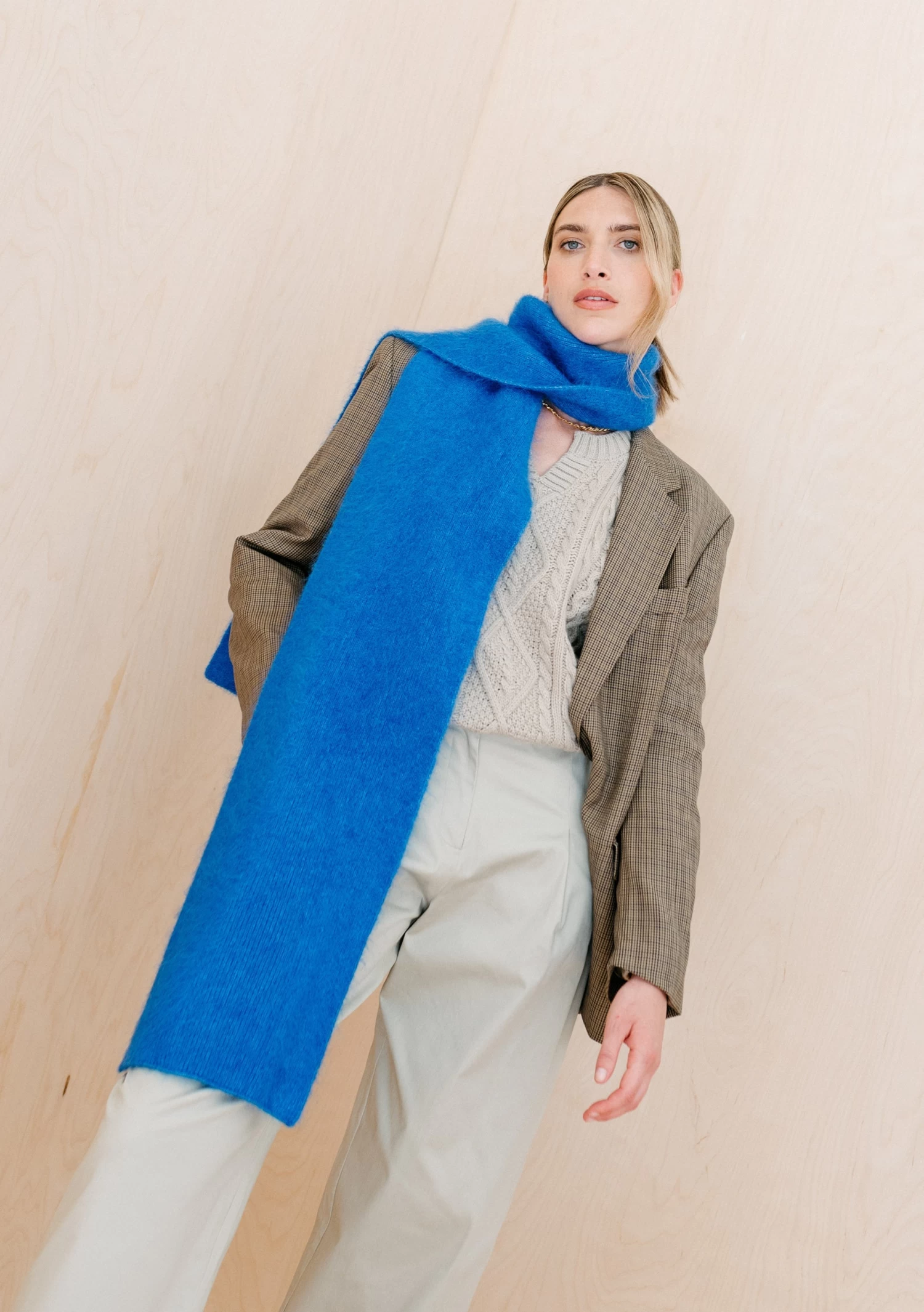 Mohair & Wool Scarf In Blue 1 Mohair & Wool Scarf In Blue