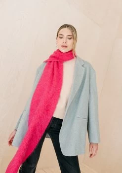 Mohair & Wool Scarf In Magenta