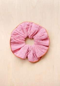 Cotton & Linen Oversized Scrunchie In Pink