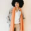 Lambswool Oversized Scarf In Orange Houndstooth
