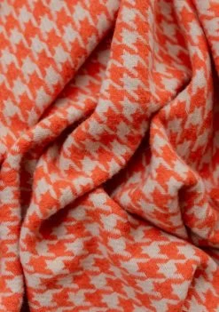 Lambswool Oversized Scarf In Orange Houndstooth -Cozy Scarves Shop SOLHTOR11 LambswoolOversizedScarfinOrangeHoundstooth texture