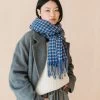 Lambswool Oversized Scarf In Slate Houndstooth
