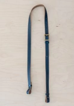 Leather Picnic Shoulder Strap -Cozy Scarves Shop SPSNVL LongShoulderPicnicStrapNavyLeather 2