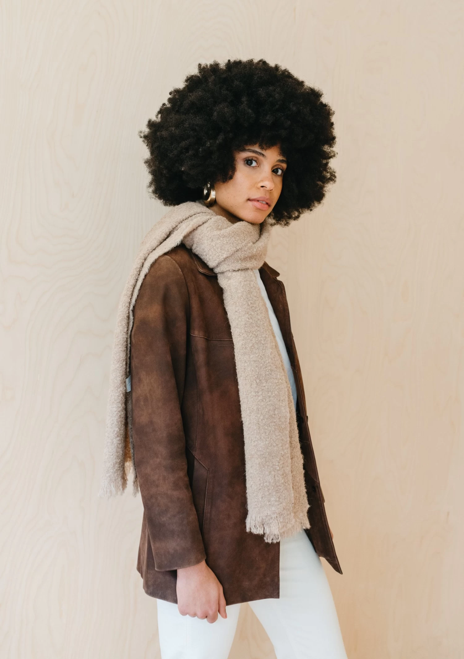 Alpaca Oversized Scarf In Oatmeal 2 Alpaca Oversized Scarf In Oatmeal - Image 2