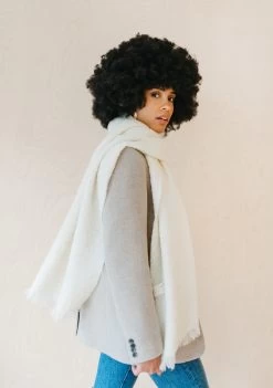 Alpaca Oversized Scarf In Cream