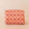 Cotton Wash Bag In Apricot Checkerboard