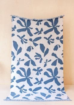 Cotton Throw In Blue Abstract