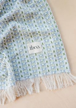 Cotton Throw In Green Geometric -Cozy Scarves Shop THGMBL12 CottonThrow GreenGeometric 3