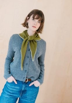 Merino Triangle Scarf In Green -Cozy Scarves Shop TSAMRBSGR11 MerinoTriangleScarfGreen 3