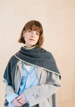 Large Merino Triangle Scarf In Charcoal 7 Large Merino Triangle Scarf In Charcoal -Cozy Scarves Shop TSLMRFSCH11 LargeMerinoTriangleScarfCharcoal 3