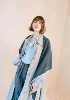 Large Merino Triangle Scarf In Charcoal 8 Large Merino Triangle Scarf In Charcoal -Cozy Scarves Shop TSLMRFSCH11 LargeMerinoTriangleScarfCharcoal 4