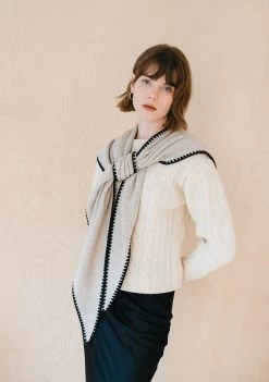 Large Merino Triangle Scarf In Oatmeal