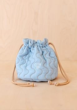 Cotton & Linen Wash Bag In Blue